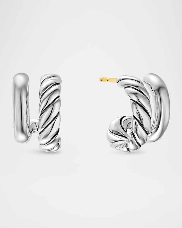 DY Mercer Double Hoop Huggie Earrings in Silver